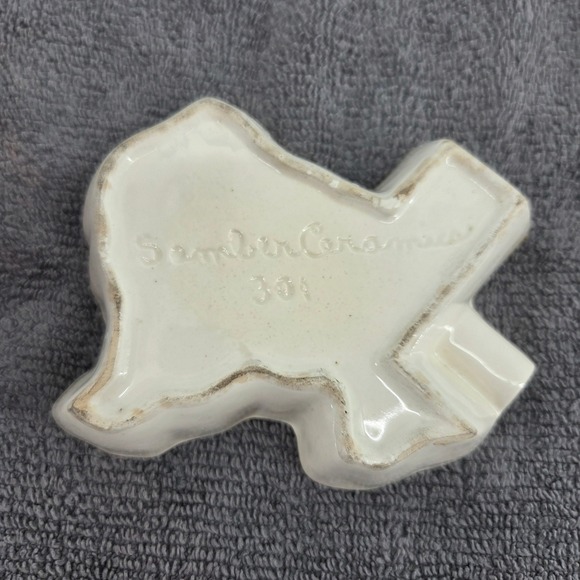 Vintage Samber Ceramics Texas State Shaped Trinket Dish Ashtray Cowboy Yellow - Picture 2 of 2